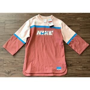 Nike Therma-Fit Shirt Girls Large‎ Pink 3/4 Sleeve Graphic Jersey Top DW3225-681